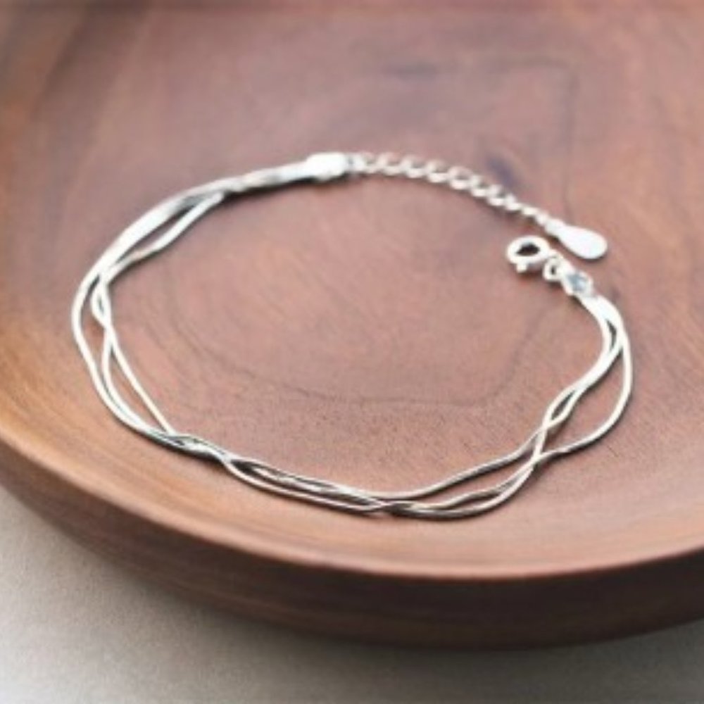 Classy Delicate Triple Strand 925 Silver Bracelet
